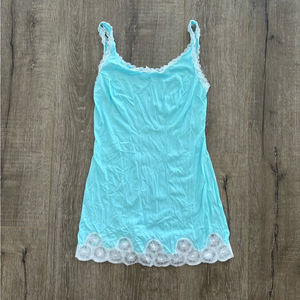 Aqua Lace Trim lingerie dress